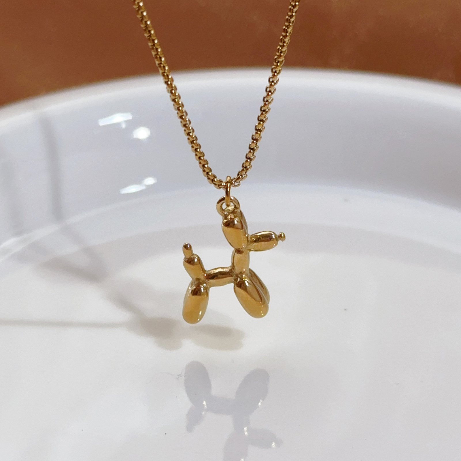 Estilo coreano ins lindo aire cachorro pulsera collar salvaje mujer 18k oro transfronterizo titanio acero joyería no desvanece luz de lujo