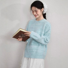 不规则设计感开叉上衣女2025秋冬季新款渐变毛衣针织衫KSH2508026