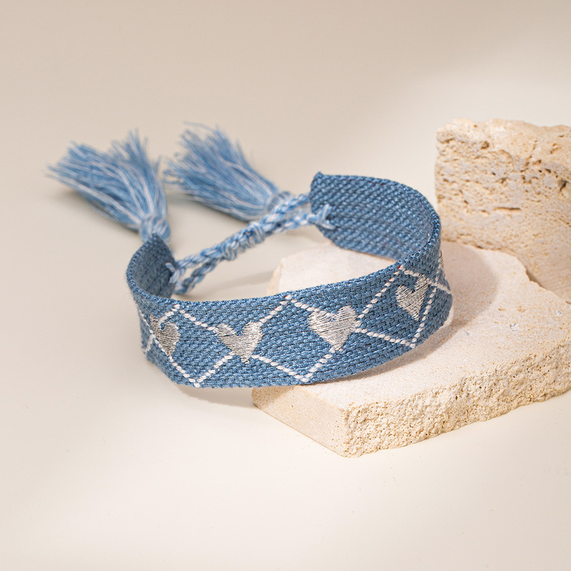 European and american hot-selling woven bracelet love embroidered wrist strap tassel bracelet LOGO fashion men and women woven band