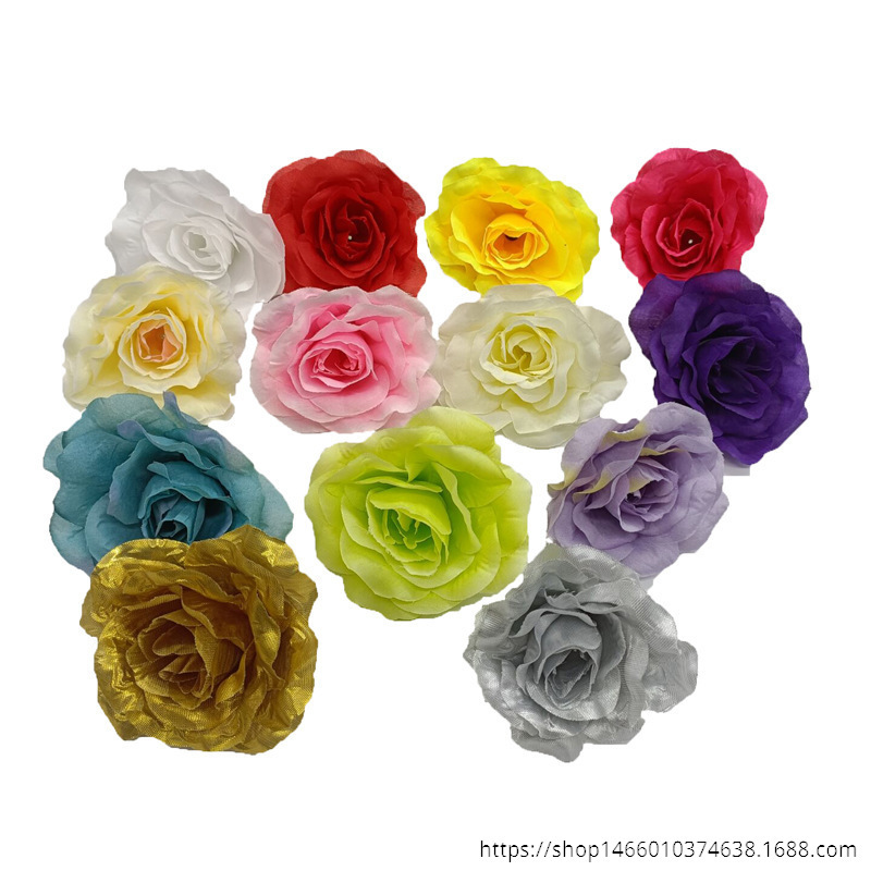 Simulated 9cm Rose Head Wedding Decoration Fireworks Wall Scene Decoration Ornaments Halloween Headdress Rose Props Insert