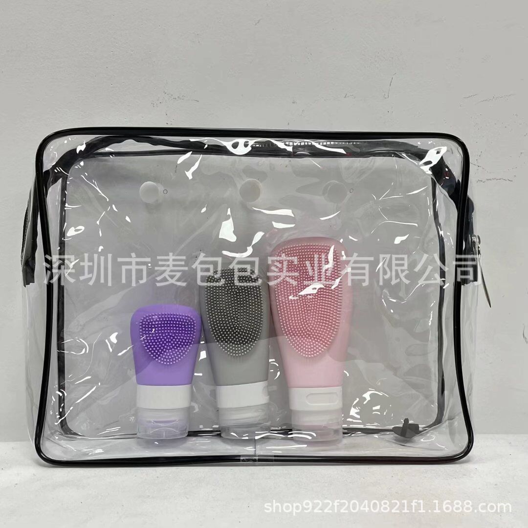 硅胶分装瓶沐浴露洗发水旅行瓶装袋刷子化妆瓶刷洗漱袋套装多用途