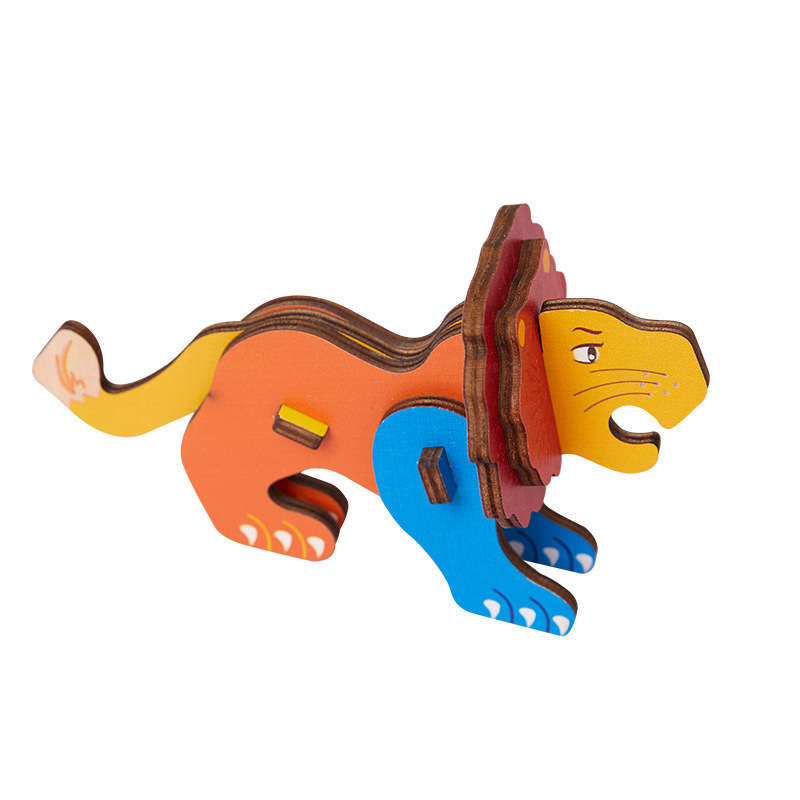 Venta al por mayor de madera 3D animal rompecabezas tridimensional bebé 2-3 años modelo animal educativo ensamblar bloques de construcción Juguetes