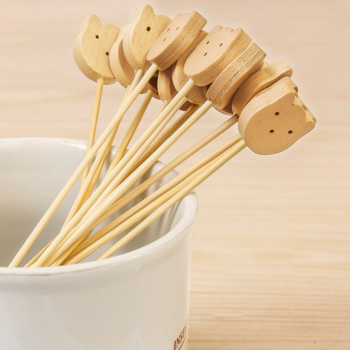 Bear skewer wooden cat fork bamboo skewer cute fruit skewer bear skewer flower skewer cocktail skewer fruit fork sushi fork