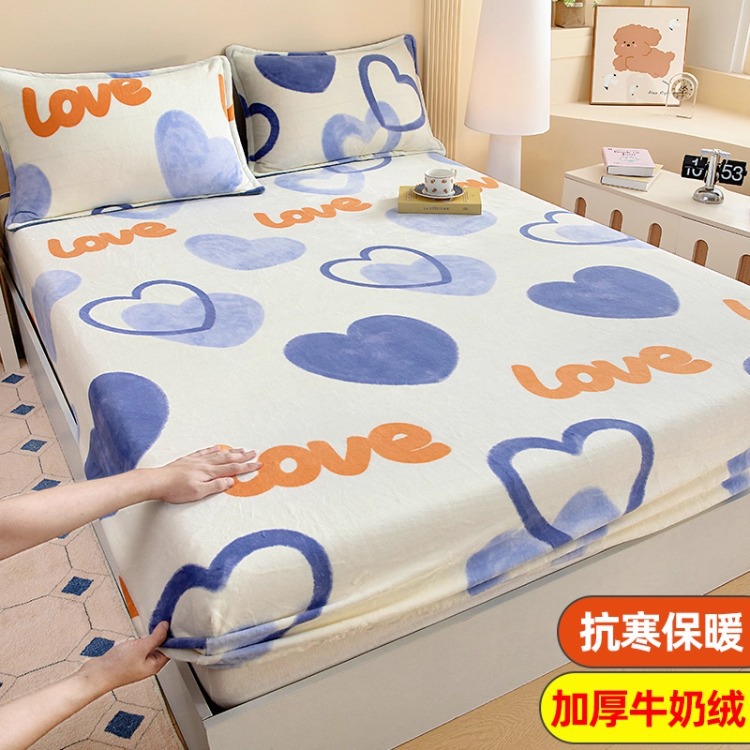 Niños caricaturas leche cama de terciopelo de invierno una sola pieza de terciopelo de colchón grueso cubierta de cama de terciopelo de coral cubierta de niño
