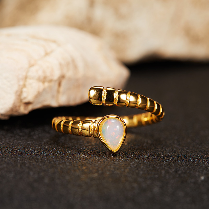 3g Weight Open Rings Classification Adjustable Ring Size 1 Piece Quantity Daily, Street Occasion 925 Sterling Silver, natural stone, Crystal Material Geometric Pattern All Seasons Season Women's Gender Simple Style, Classic Style Style 925 Sterling Silver Natural Stone Crystal Geometric Open Rings 3