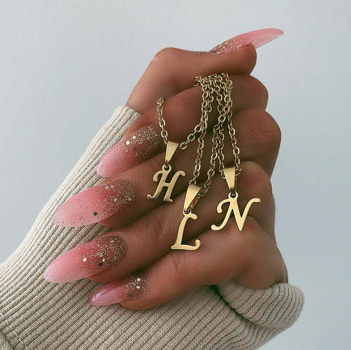 Simple Style Letter Stainless Steel Plating Necklace