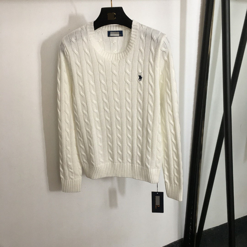 High-Quality Original Rl Ralph Lauren Embroidered Pony Vintage Cotton Cable-Knit Women's Crew Neck Sweater
