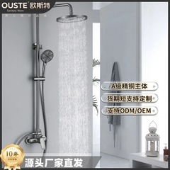 シンプルなシャワーセット、ブースト付き2機能、トップスプレー付き全銅、ホテルプロジェクト、高級銅水メッキ、ブラッシュドガンアッシュ