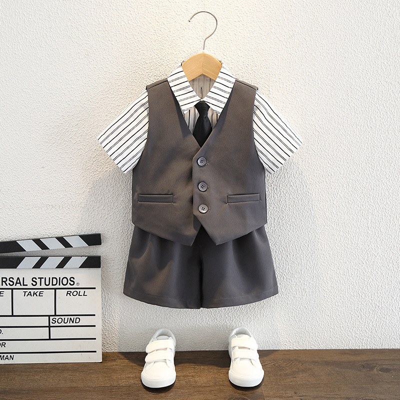 Boys' Dress Summer Suit High-End Kidsren's Flower Girl Boy Small Host Kindergarten Graduation Suit