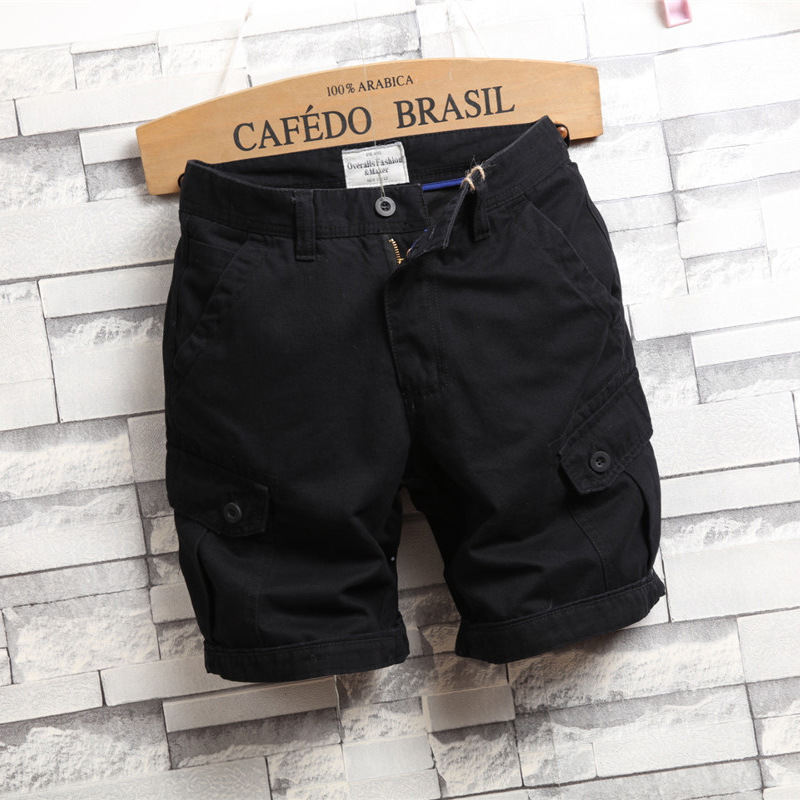 Men's Summer Trendy Loose Five-Point Cargo Shorts Trendy Brand Casual Sports Black Shorts