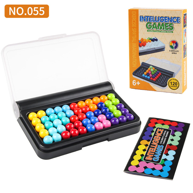Exportación transfronteriza cerebro entrenamiento de pensamiento lógico juegos de mesa rompecabezas inteligente juegos de bolsillo juguetes de perlas de color