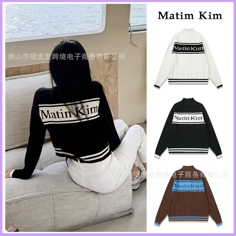25Ss Spot Matin Kim Women's Jacquard Letter Mk Double Zipper Men's Autumn Long-Sleeved Knitted Cardigan Sweater Jacket