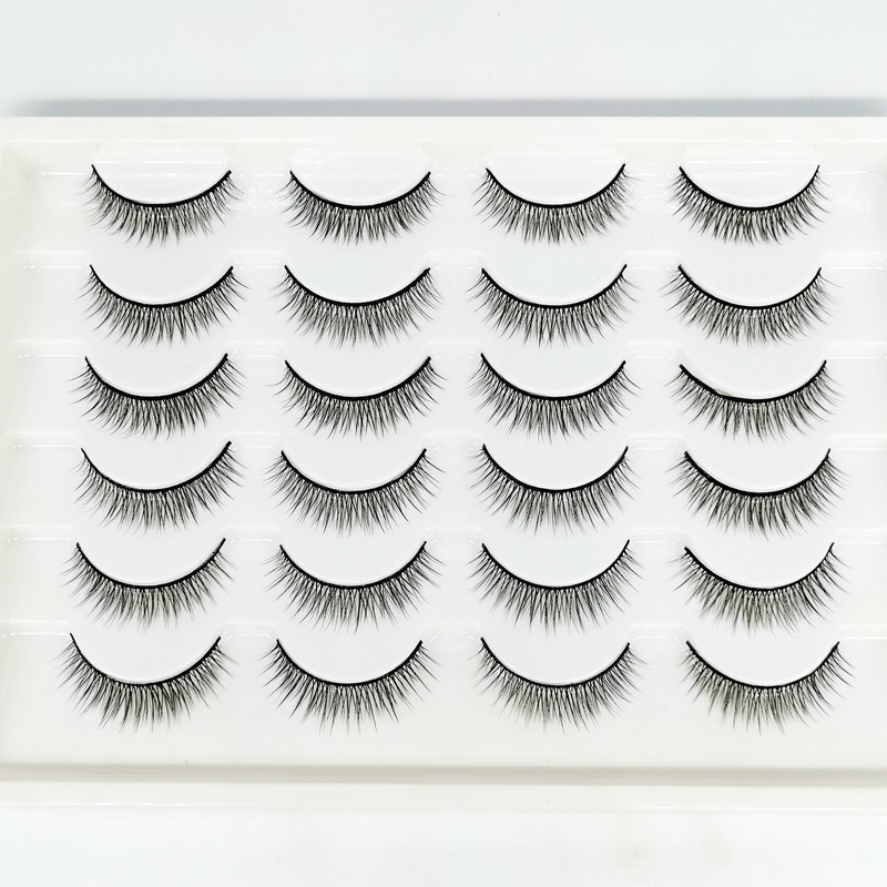Cross-Border Supply 3D False Eyelashes 12 Pairs Affordable Natural Curling Soft Multi-Layer Stereo Eyelashes