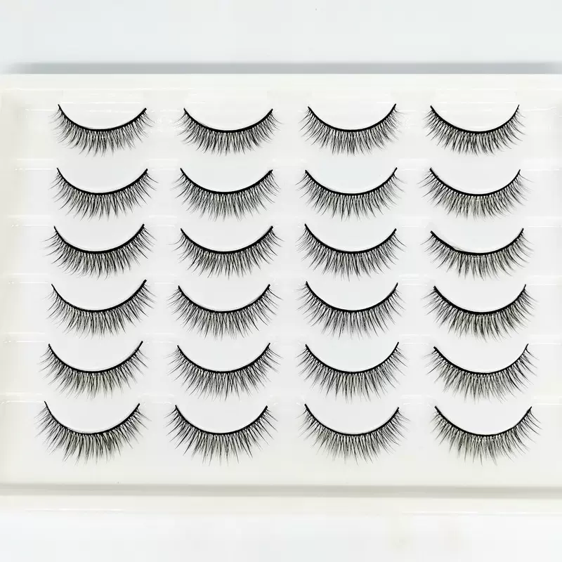 跨境货源3D假睫毛12对实惠装 自然卷翘柔软多层立体眼睫毛