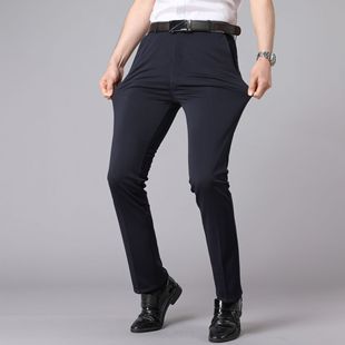 Processing Custom 2023 Business Men's Pants Men's Summer Straight Stretch Trousers Slim-Fit Pants Middle-Aged Men's Pants