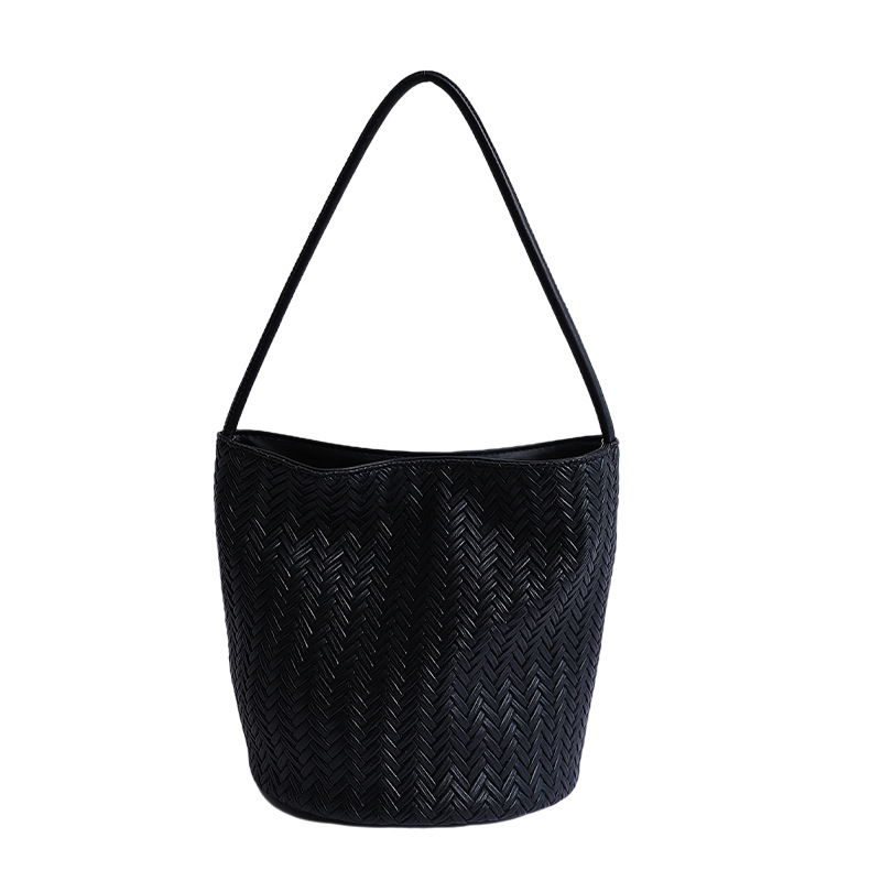 Bolso tejido de gran capacidad de moda bolso de moda 2025 nuevo bolso de cubo salvaje bolso de hombro simple bolso de axila