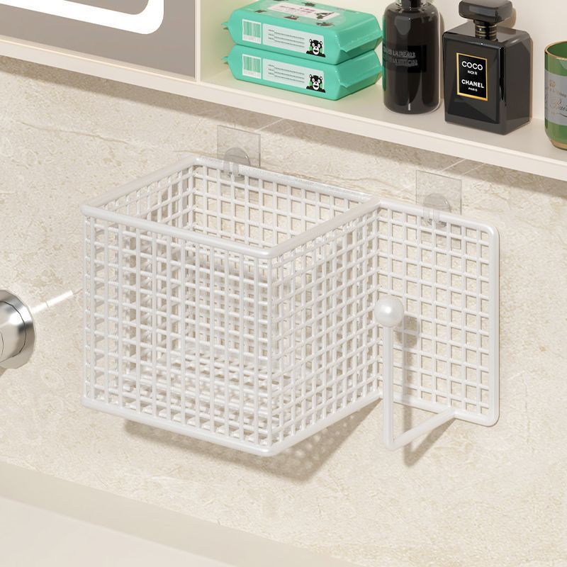 Wall-Mounted Bathroom Storage Basket for Discarded Face Towels, No-Drill Storage Shelf for Bathroom Sink