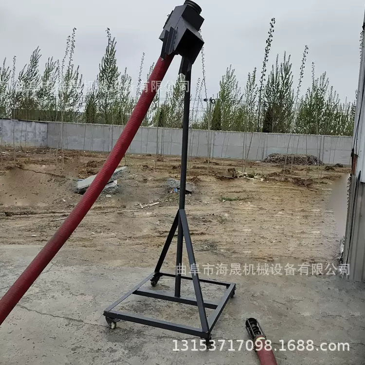 牛筋软管移动吸谷机 海晟120型6米上料机 石灰石粉车载吸粮机