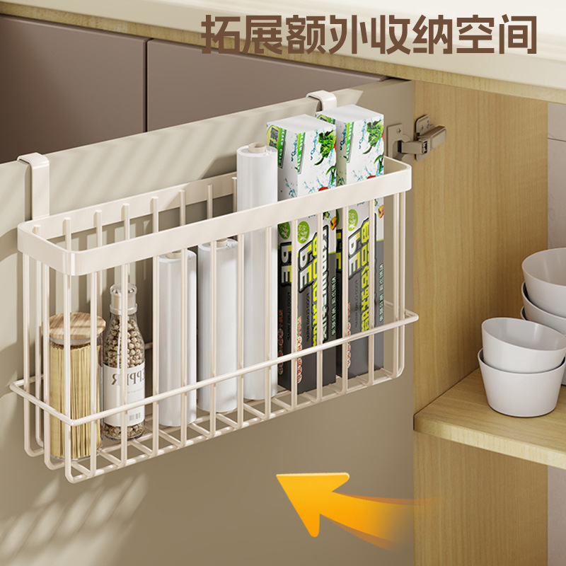 キャビネットドア内側ハンギングバスケット壁掛け収納ボックスキッチン野菜バスケット家庭用生姜とニンニク調味料ラップ収納ラック|undefined