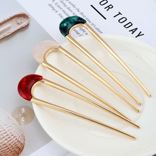 感U型新款发夹发簪丸子头盘发新中式气质发钗簪子发饰