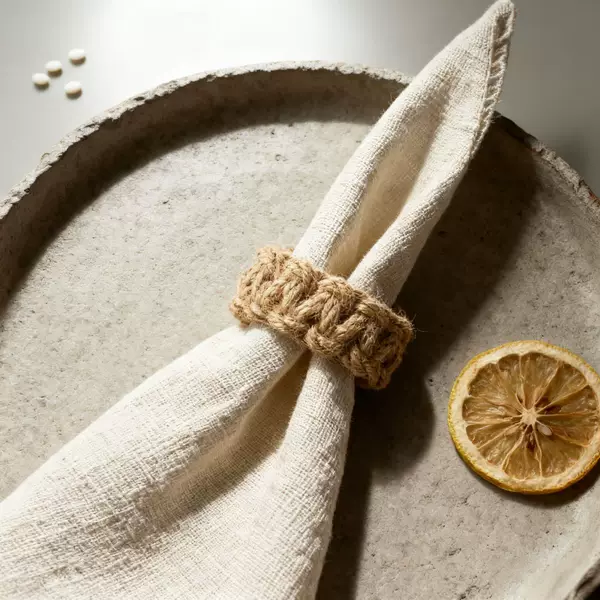 Cross-Border Scandinavian Ins Hotel Western Restaurant Brown Hemp Rope Napkin Ring Hand-Woven Napkin Ring Decorative Napkin Buckle