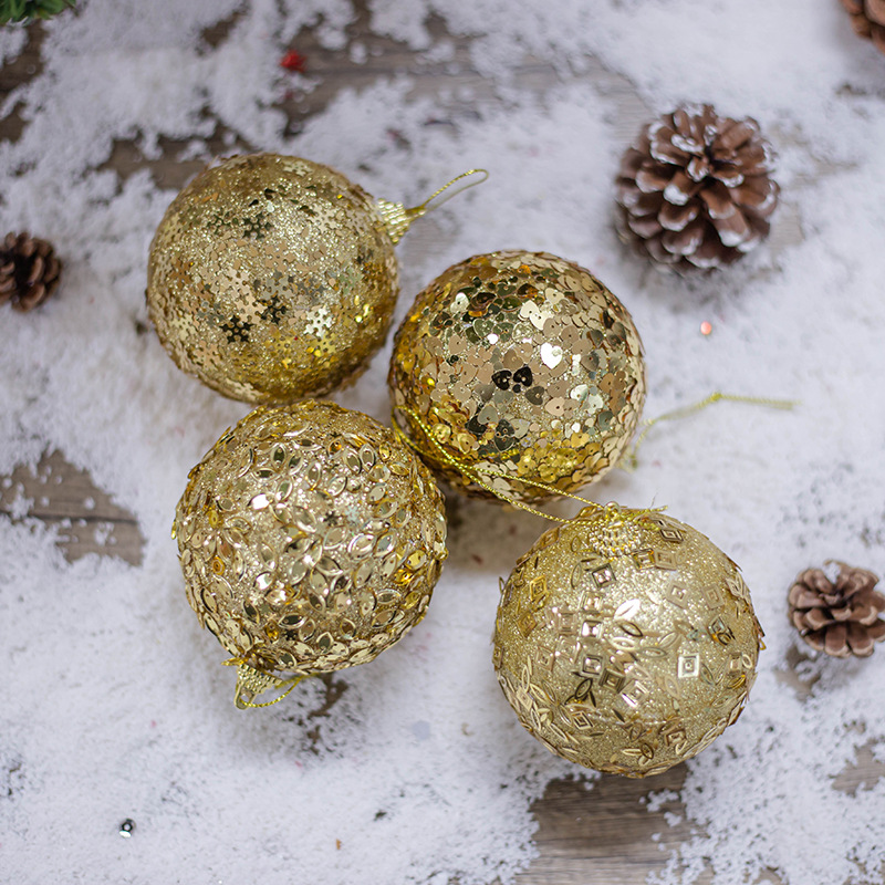 8m3 lentejuelas de oro decoración de Navidad colgante bola de espuma BOLA DE Navidad colgante bola DIY decoración del árbol de Navidad
