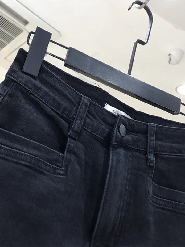 洋ナシ体型女性用黒デニムショートパンツ夏薄い大きいサイズ少し太いmmハイウエスト痩身Aラインワイドレッグホットパンツ|undefined