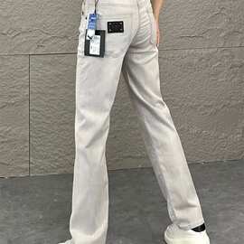 白灰色垂感牛仔裤男秋冬新款欧货高品质潮牌直筒裤百搭显瘦休闲裤