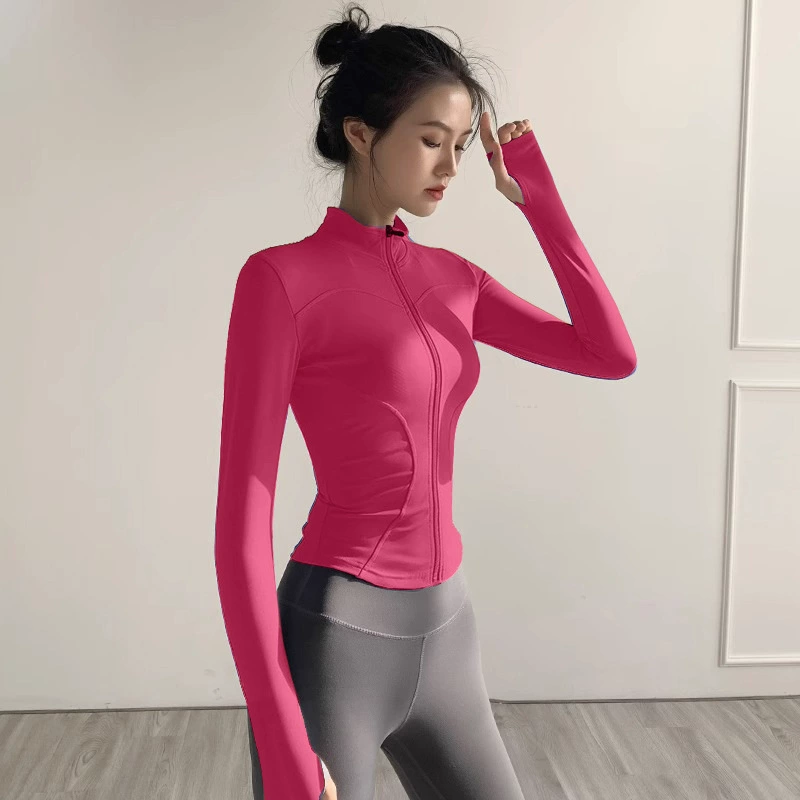 Быстросохнущая спортивная куртка для путешествий, куртка с zipper, талия-формирование, спорт и йога (растяжка 2–4 стороны)