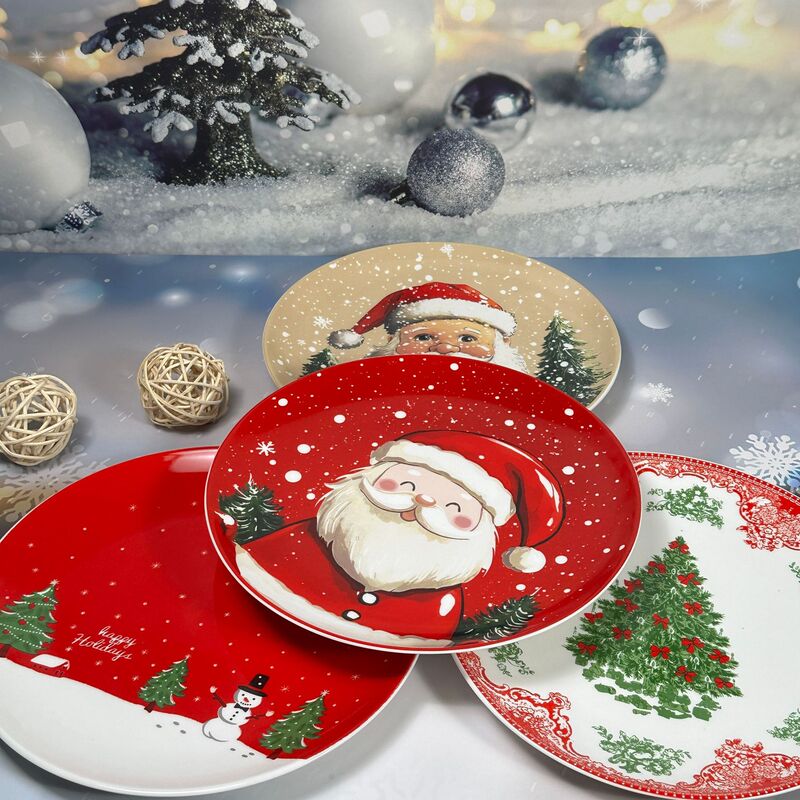 New New Year's Gift Ceramic Dinner Plates Tableware Light Luxury High-End Afternoon Tea Plate Set Christmas Plate