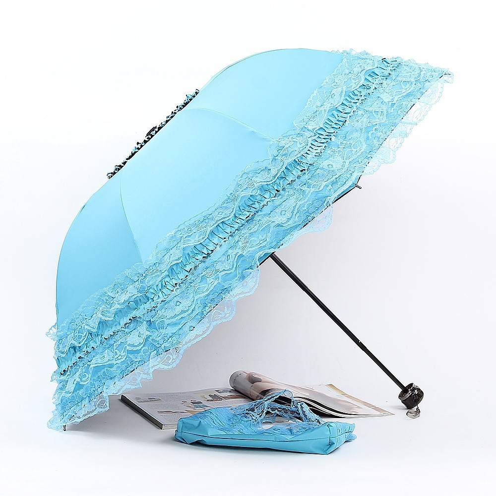 跨进新品公主洋伞蕾丝花边太阳伞黑胶图层防晒伞晴雨两用折叠伞女-阿里巴巴