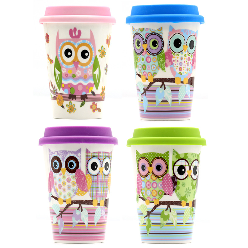 卡通猫头鹰高杯