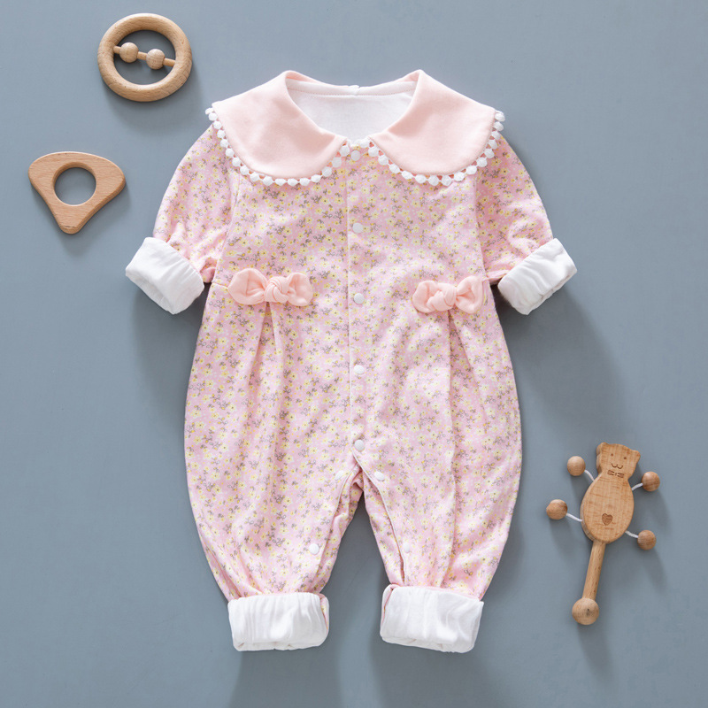 Estilo Occidental recién nacido ropa de bebé Primavera de manga larga mameluco Delgado princesa bebé niña mono primavera y otoño mameluco