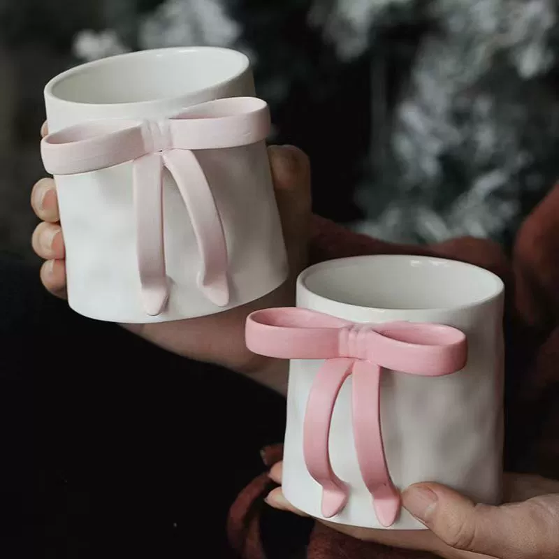 High-value bow ins ceramic mug niche design creative ceramic cup simple water cup office
