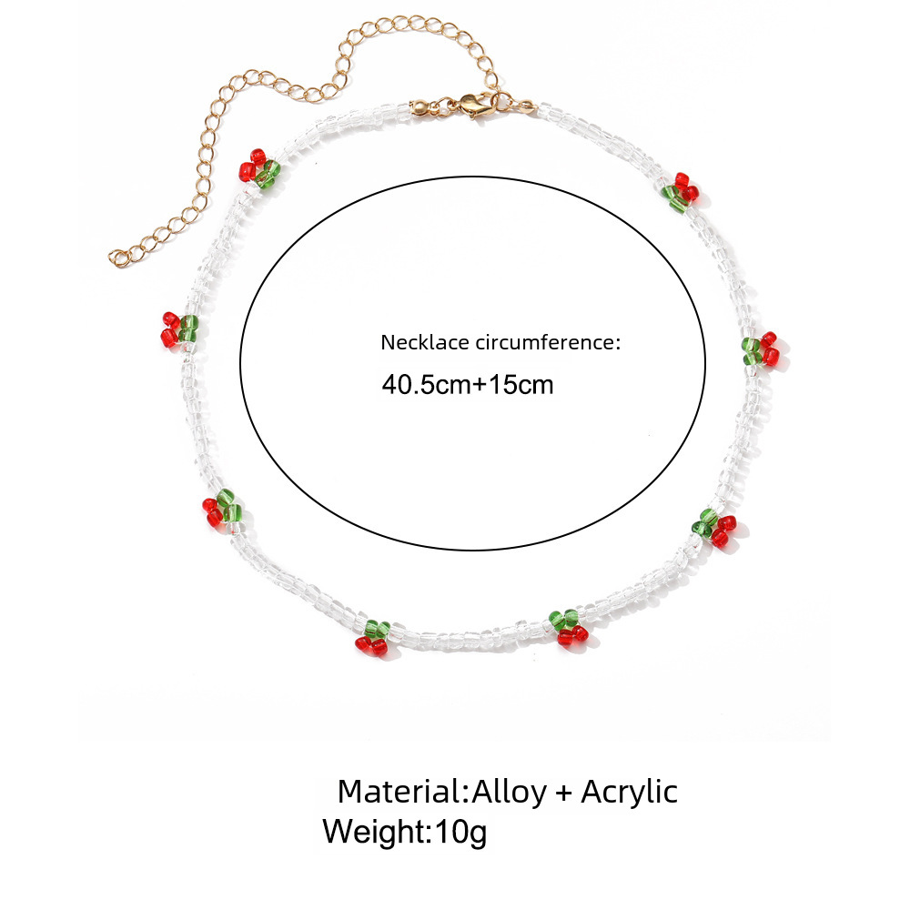 choker neck chain necklace Supply color handmade beaded cherry rice beads necklace for women_voghion.com