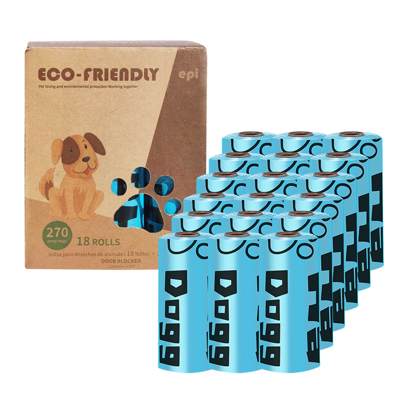 Transfronterizo en stock al por mayor 1,5 Bolsa de basura para mascotas de seda en caja bolsa de caca EPI bolsa de caca degradable bolsa de caca