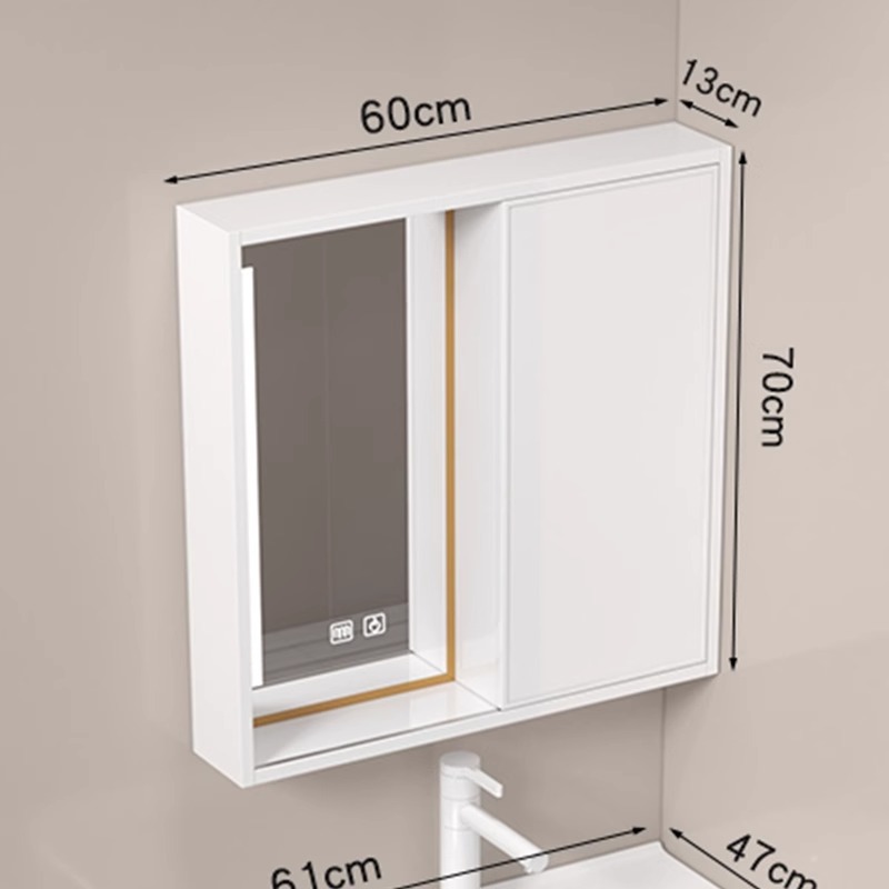 Espejo de Feng Shui escondido tipo push-pull armario de espejo de baño armario de almacenamiento de luz inteligente armario de almacenamiento de lavado tipo pared de baño