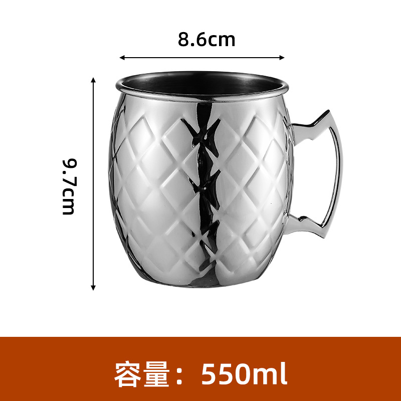 Taza de mula Bar 304 Acero inoxidable Metal Mark Moscú Copa de punto de martillo Julipu Copas de vino de cola de pollo de cobre transfronterizo