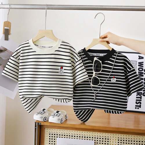Children's Short Sleeve Top Summer New 2024 Boys' T-Shirt Baby Casual Girls' Short Sleeve Korean Style Top Children's Clothing