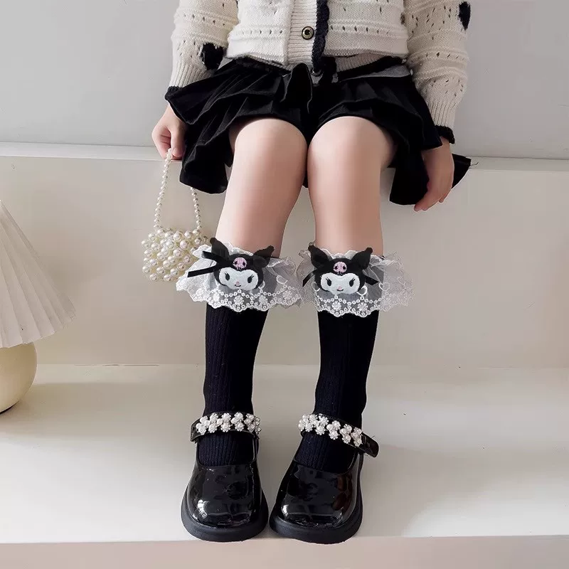 Кукла, весеннее кружевное фуксии колготки с бантом, стильLolita, длина по колено, стиль принцессы