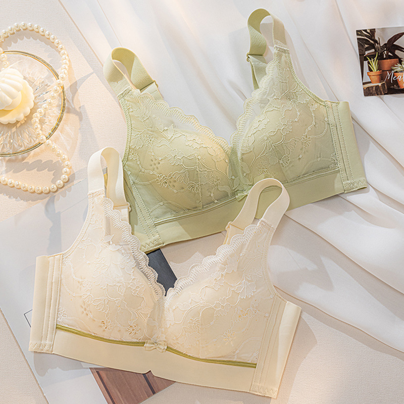 Spring and Summer Traceless Underwear Women's Large Chest Small Thin Adjustable Breast Tucking Small Chest Not Empty Cup Gathering Bra