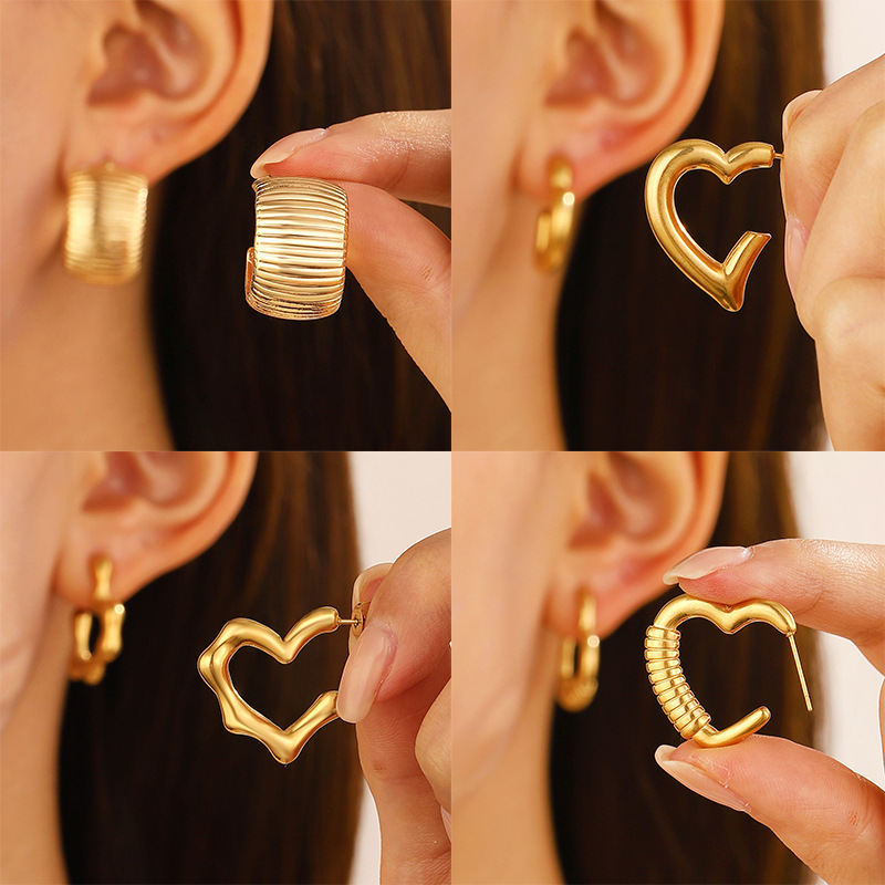 geometric brand creative design fashionable earrings heart shaped