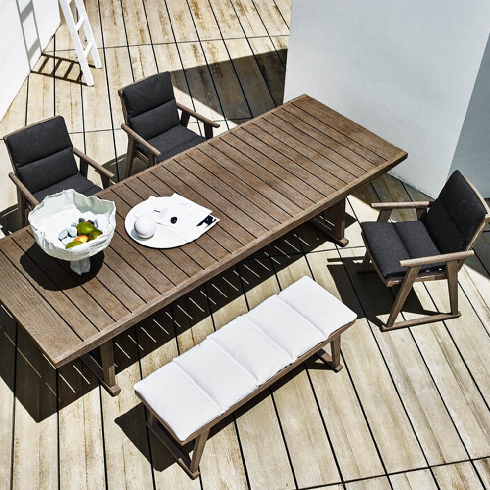Outdoor solid wood table and chair courtyard set garden hotel villa outdoor open-air leisure anti-corrosion teak furniture