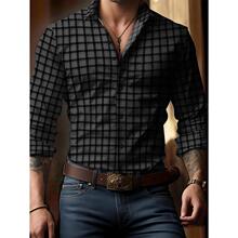 O 94876 3D print plaid men's long sleeve shirt 3D ӡ��������