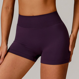 Processed and Customized Seamless High-Waisted Yoga Shorts, Tummy-Tightening Butt-Lifting Fitness Pants, Running Sports Shorts 7137