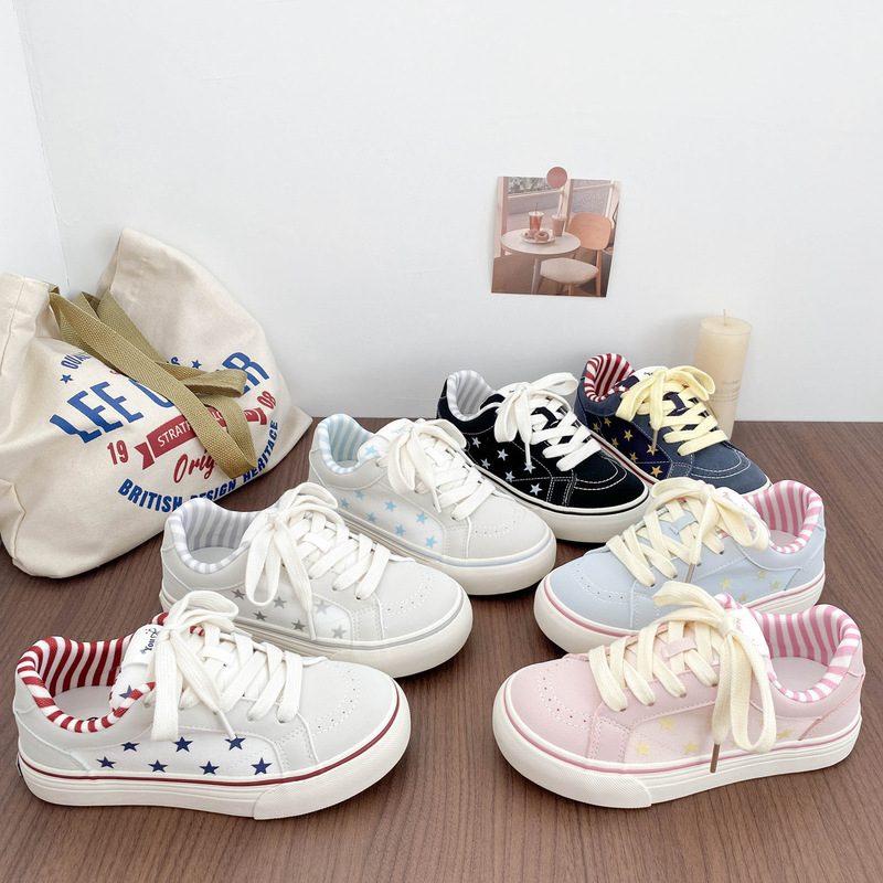 BE-8016 latex insole star design loafers for women, autumn hot-selling ins trendy canvas sneakers BE-8016 latex insole star design loafers for women, autumn hot-selling ins trendy canvas sneakers