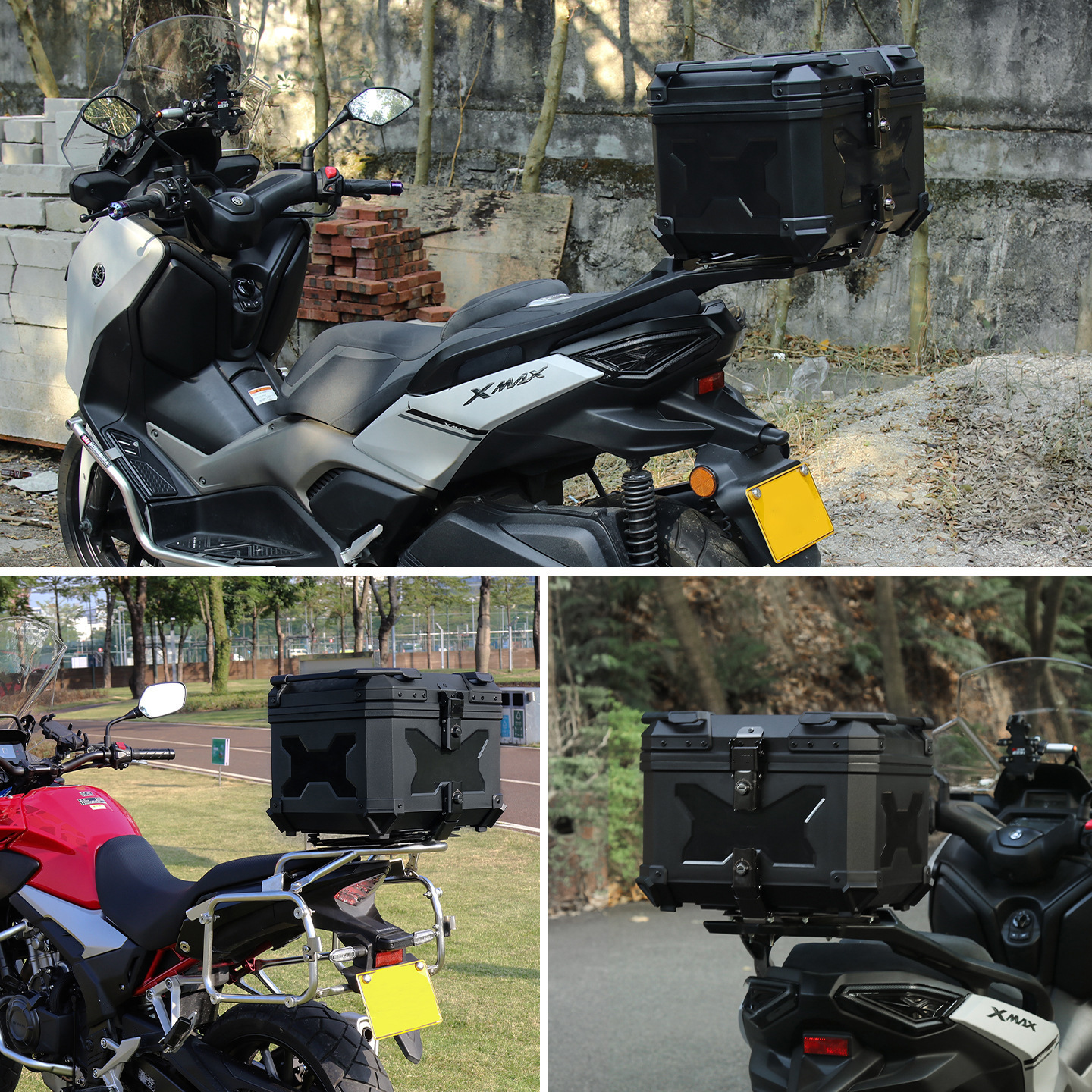 Embossed 45L motorcycle ABS plastic tail box, rear trunk, universal quick-release tail box for Ninebot and other brands