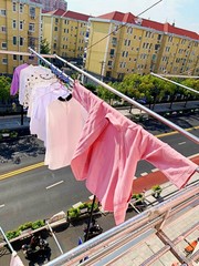 S588304 Stainless Steel Pipe Clothes Drying Rack, Long Rod for Drying Quilts, Balcony Clothesline Style Indoor Clothes Rack&mdash;One Piece