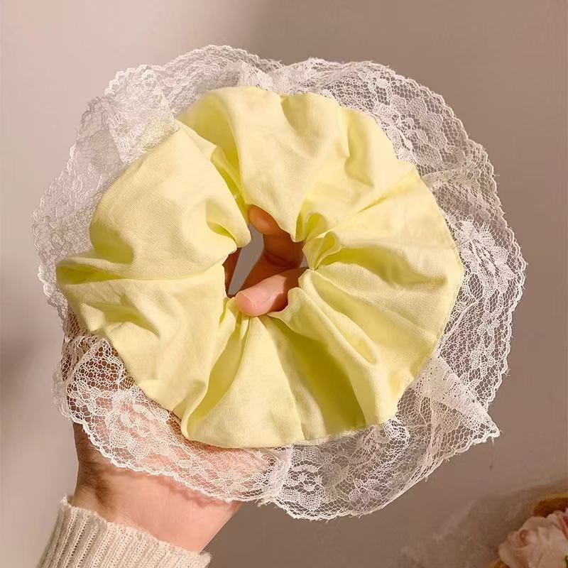 5721 대형 원형-18cm 흰색 레이스 가장자리 노란색