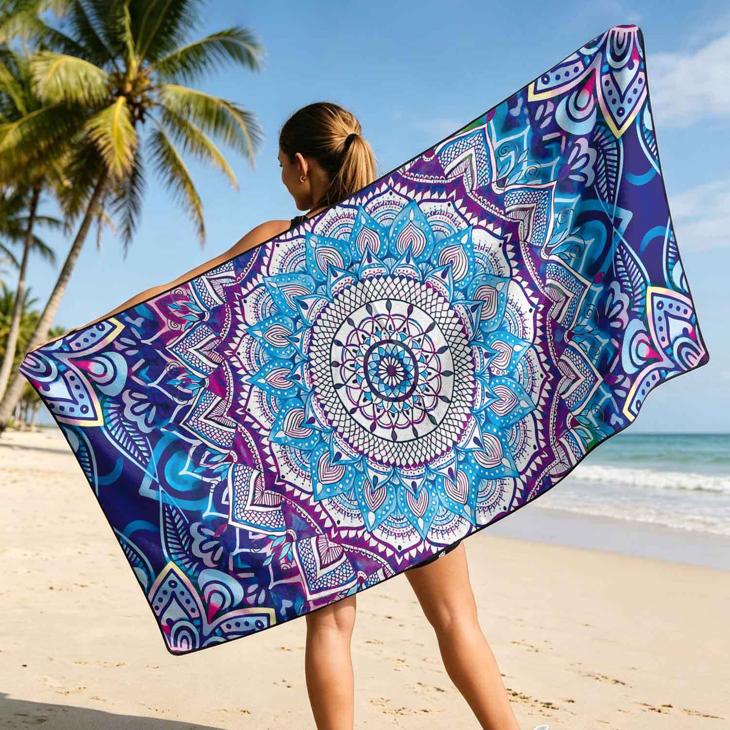 2-piece dual-use car seat cover, ultra-fine fiber, can be used as a beach towel, printed car protective seat cover 6